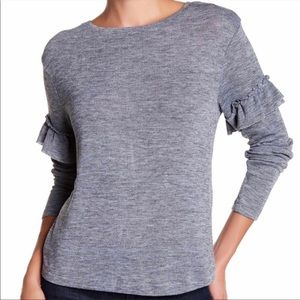 For the Republic Denim Sweater with Ruffle Detail